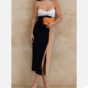 Zara Womens Color Block Midi Slip Dress Small Linen Summer Occasion Boho Preppy